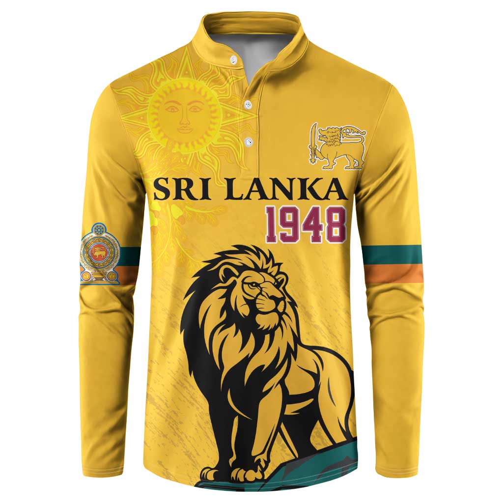 Personalized Sri Lanka Independence Day 1948 Button Sweatshirt Lion With Traditional Sun Face