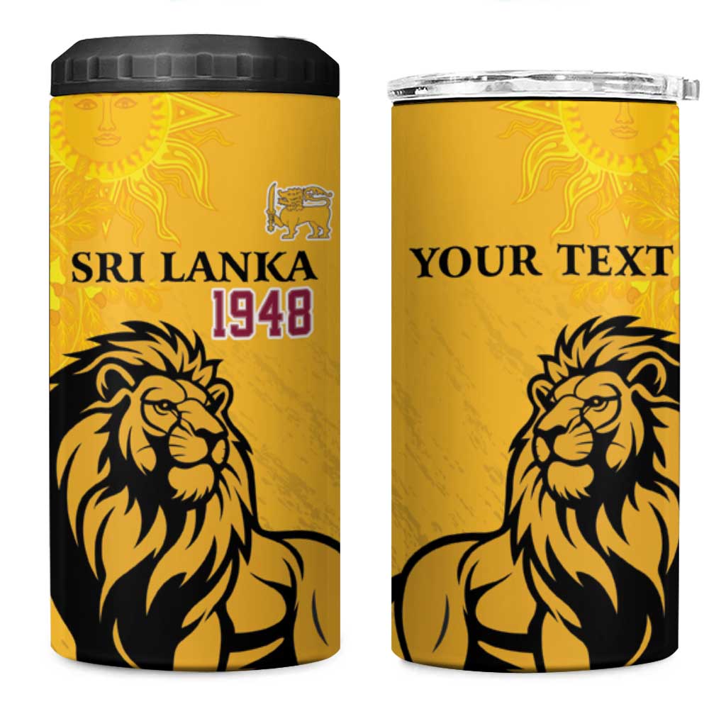 Personalized Sri Lanka Independence Day 1948 4 in 1 Can Cooler Tumbler Lion With Traditional Sun Face