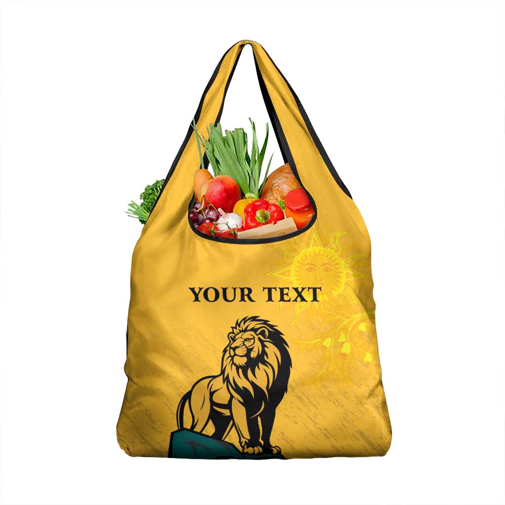 Personalized Sri Lanka Independence Day 1948 Grocery Bag Lion With Traditional Sun Face