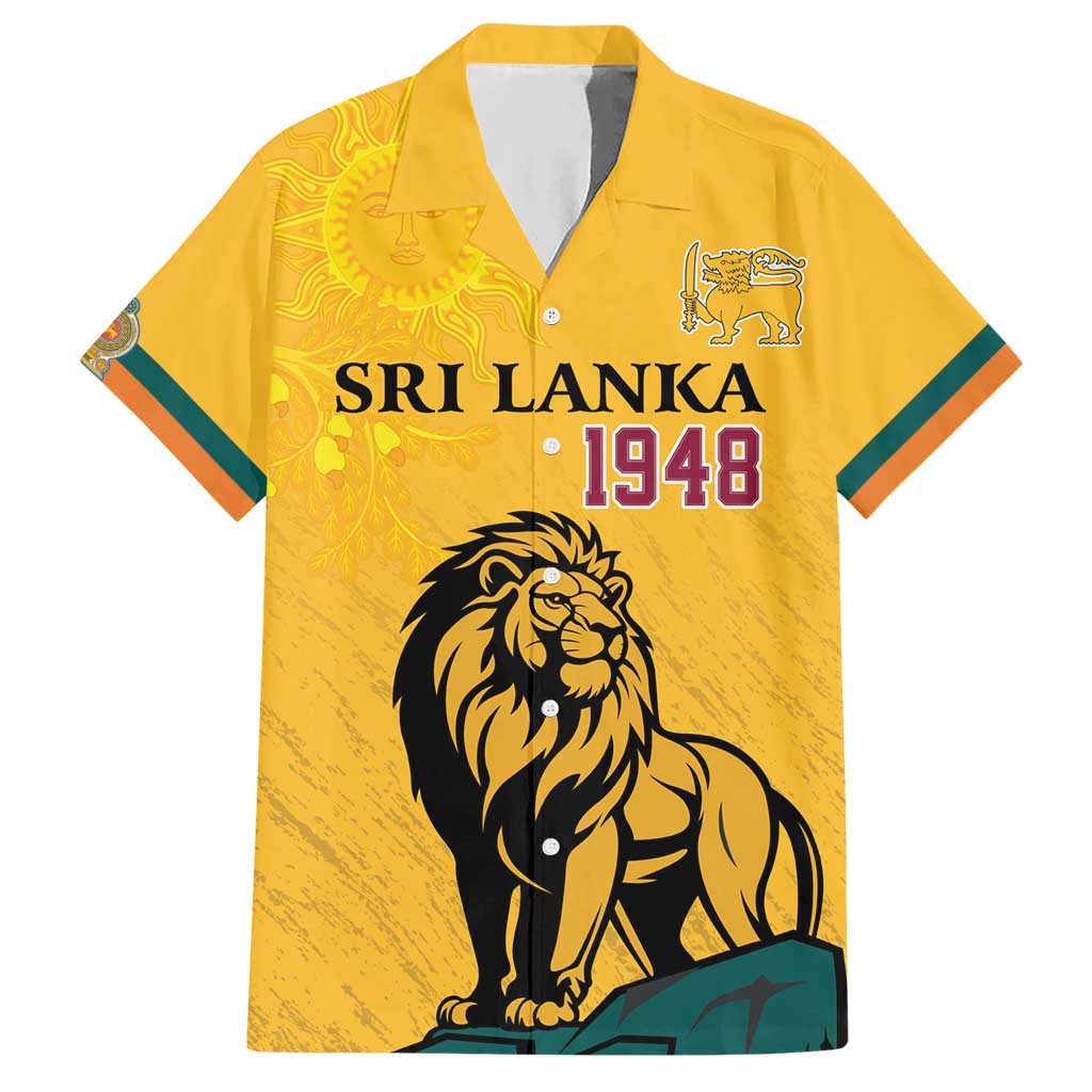 Personalized Sri Lanka Independence Day 1948 Hawaiian Shirt Lion With Traditional Sun Face - Wonder Print Shop