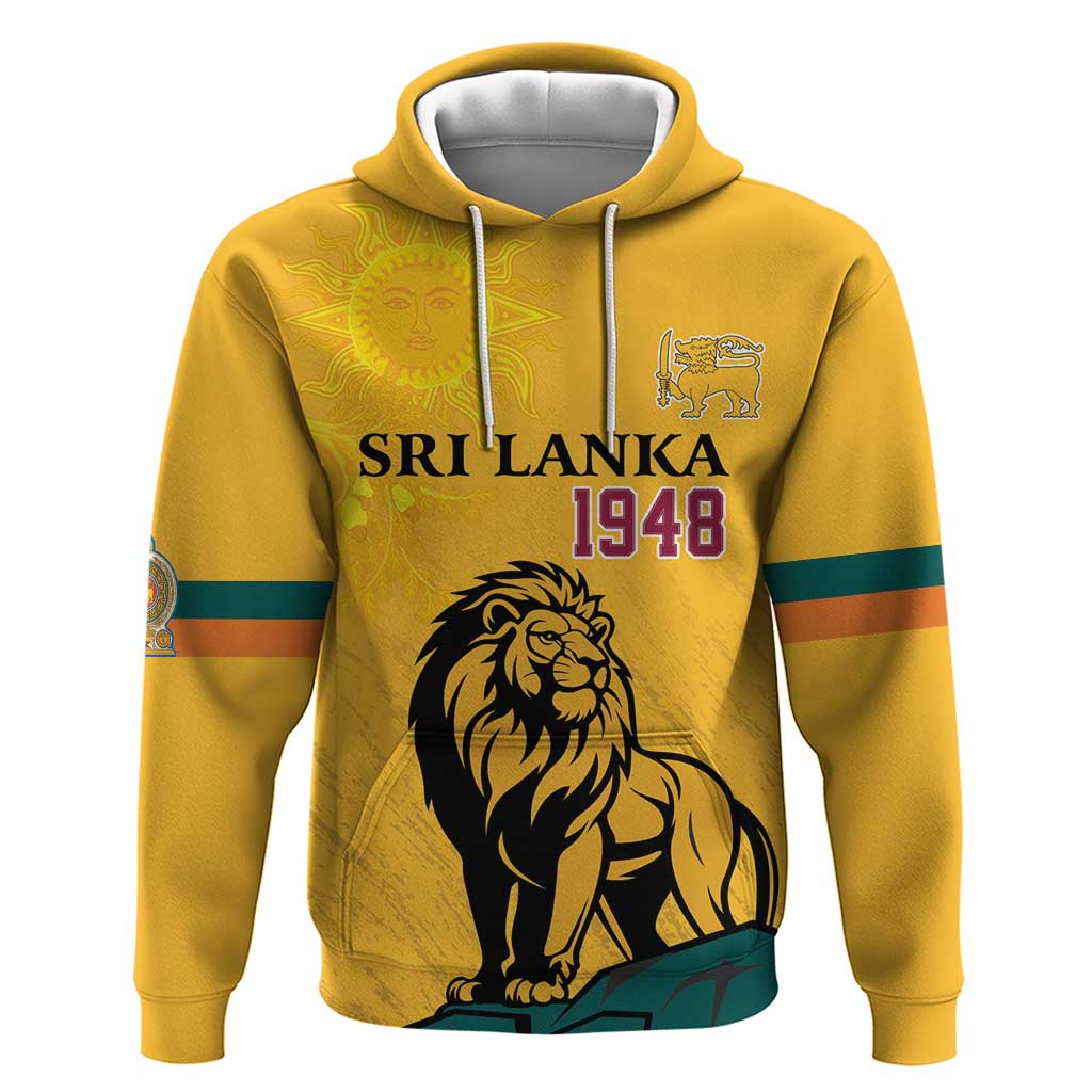 Personalized Sri Lanka Independence Day 1948 Hoodie Lion With Traditional Sun Face - Wonder Print Shop