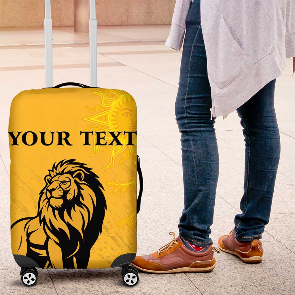 Personalized Sri Lanka Independence Day 1948 Luggage Cover Lion With Traditional Sun Face - Wonder Print Shop