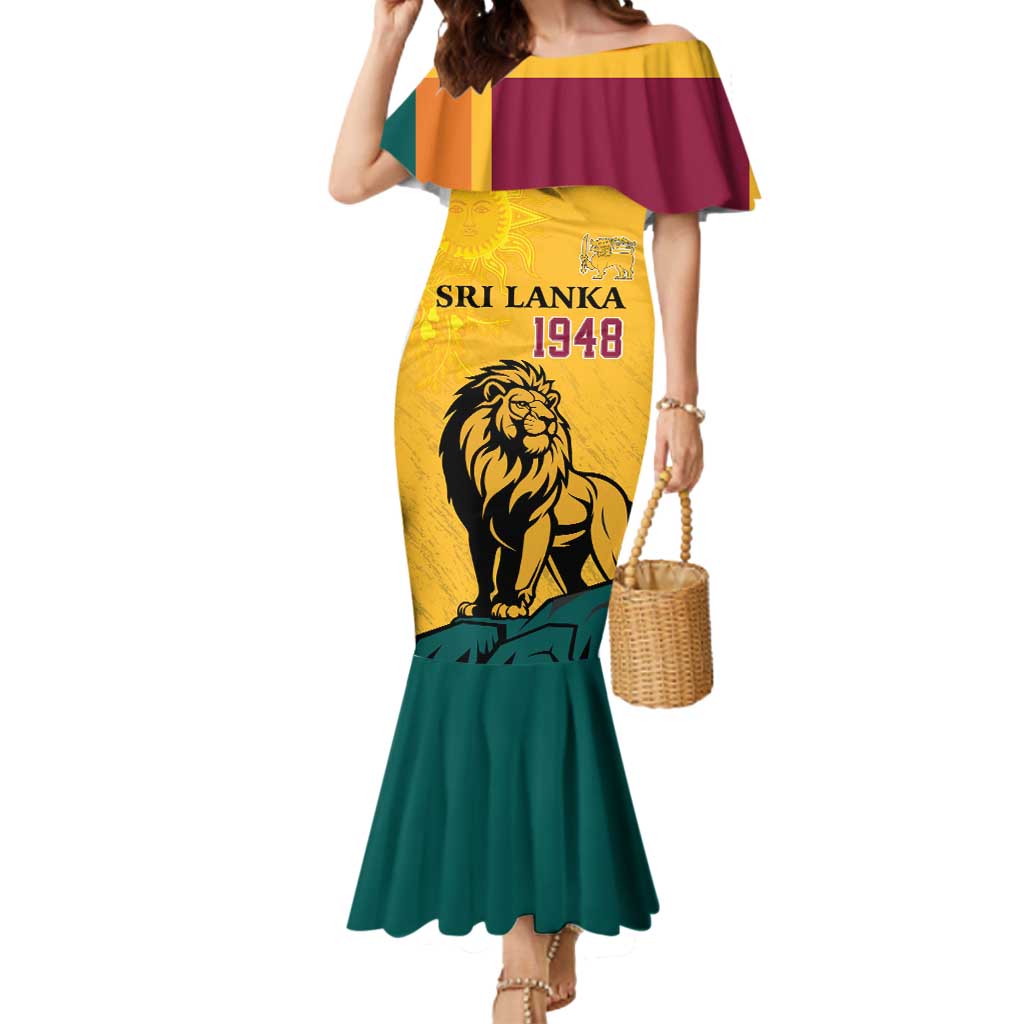 Personalized Sri Lanka Independence Day 1948 Mermaid Dress Lion With Traditional Sun Face - Wonder Print Shop