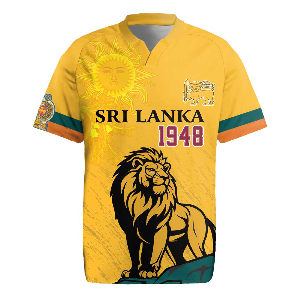 Personalized Sri Lanka Independence Day 1948 Rugby Jersey Lion With Traditional Sun Face - Wonder Print Shop