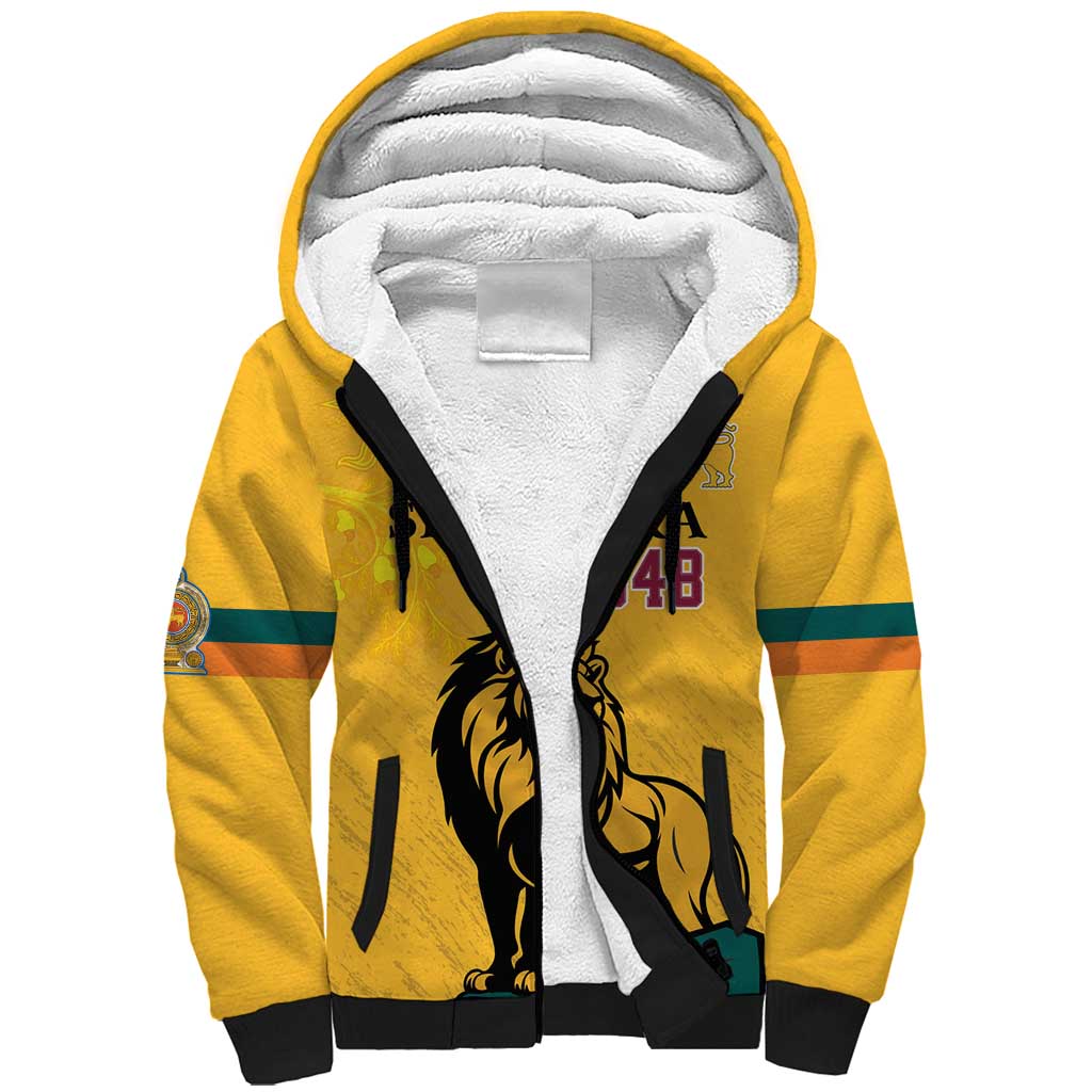 Personalized Sri Lanka Independence Day 1948 Sherpa Hoodie Lion With Traditional Sun Face - Wonder Print Shop