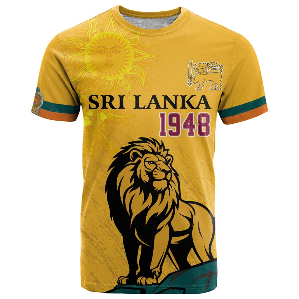 Personalized Sri Lanka Independence Day 1948 T Shirt Lion With Traditional Sun Face