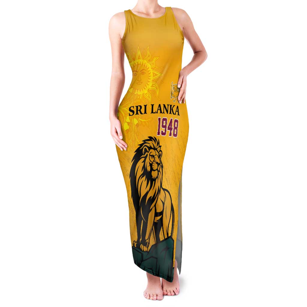 Personalized Sri Lanka Independence Day 1948 Tank Maxi Dress Lion With Traditional Sun Face - Wonder Print Shop