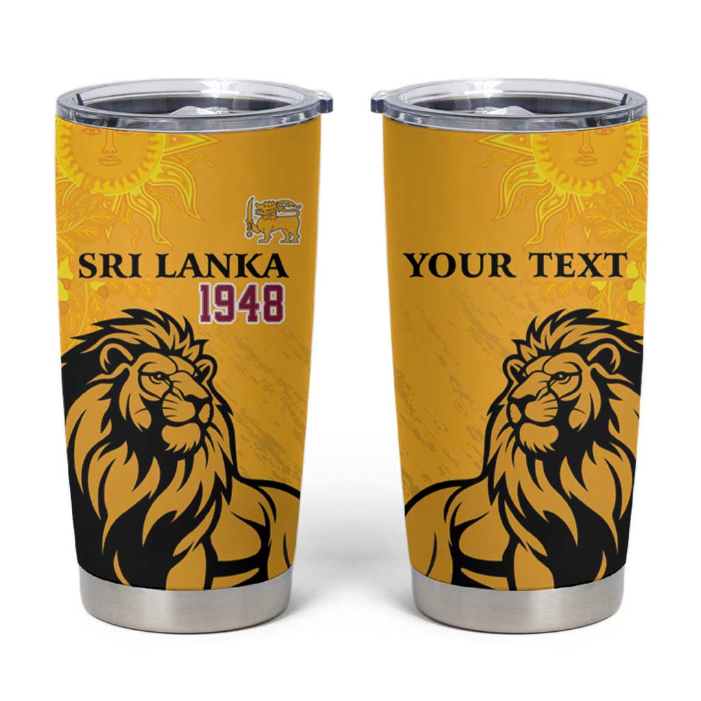 Personalized Sri Lanka Independence Day 1948 Tumbler Cup Lion With Traditional Sun Face - Wonder Print Shop