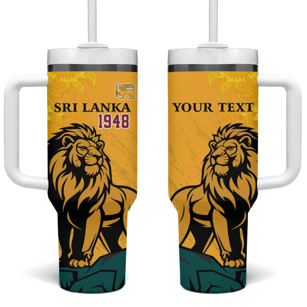 Personalized Sri Lanka Independence Day 1948 Tumbler With Handle Lion With Traditional Sun Face - Wonder Print Shop