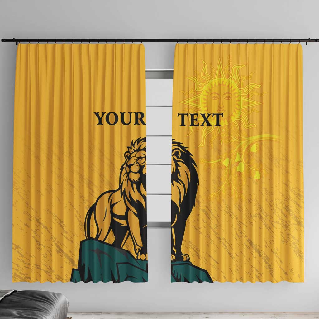 Personalized Sri Lanka Independence Day 1948 Window Curtain Lion With Traditional Sun Face - Wonder Print Shop