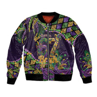 Six Seven Mardi Gras Bomber Jacket 67 Carnival Mask Beads - Wonder Print Shop