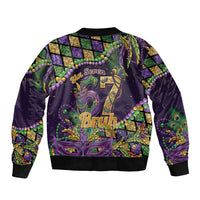 Six Seven Mardi Gras Bomber Jacket 67 Carnival Mask Beads - Wonder Print Shop