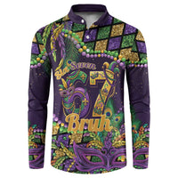 Six Seven Mardi Gras Button Sweatshirt 67 Carnival Mask Beads - Wonder Print Shop
