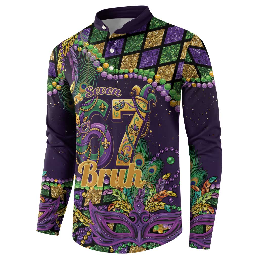 Six Seven Mardi Gras Button Sweatshirt 67 Carnival Mask Beads - Wonder Print Shop