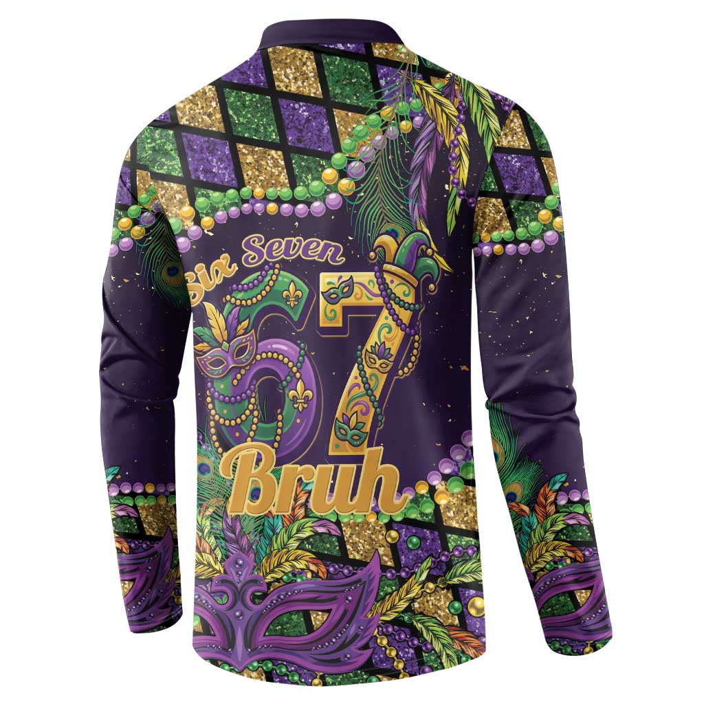 Six Seven Mardi Gras Button Sweatshirt 67 Carnival Mask Beads - Wonder Print Shop