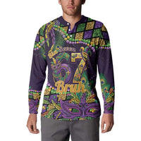 Six Seven Mardi Gras Button Sweatshirt 67 Carnival Mask Beads - Wonder Print Shop