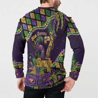 Six Seven Mardi Gras Button Sweatshirt 67 Carnival Mask Beads - Wonder Print Shop