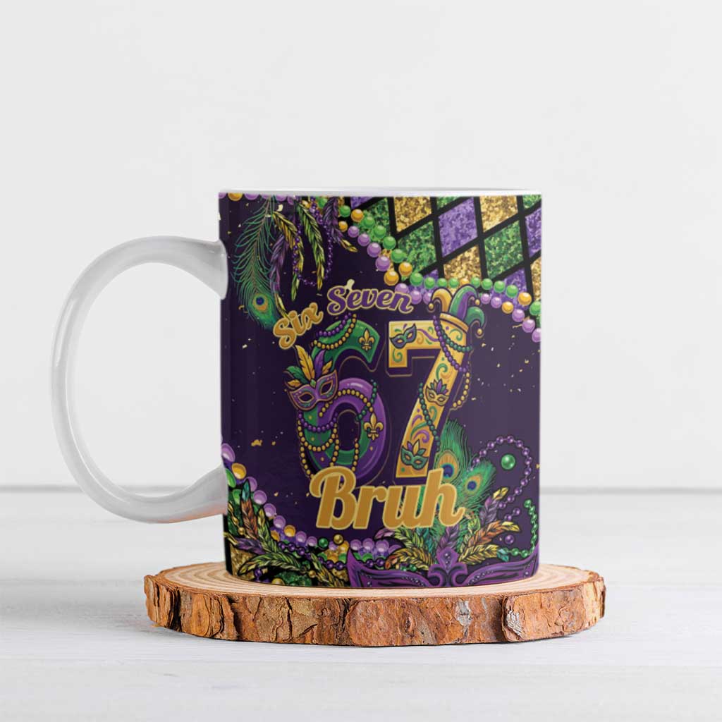 Six Seven Mardi Gras Ceramic Mug 67 Carnival Mask Beads - Wonder Print Shop