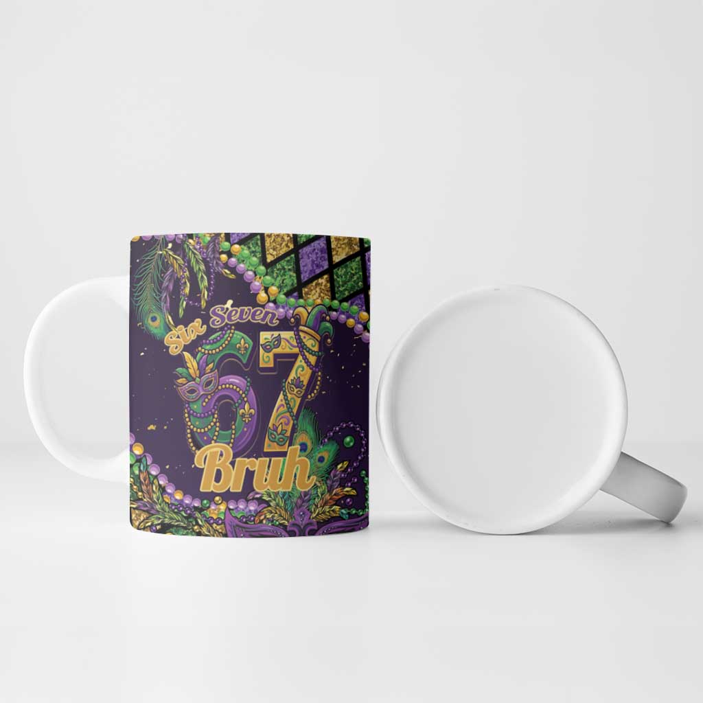 Six Seven Mardi Gras Ceramic Mug 67 Carnival Mask Beads - Wonder Print Shop