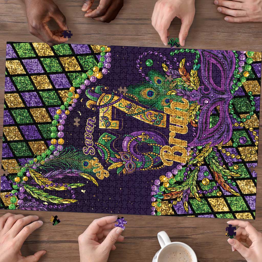 Six Seven Mardi Gras Puzzle 67 Carnival Mask Beads - Wonder Print Shop