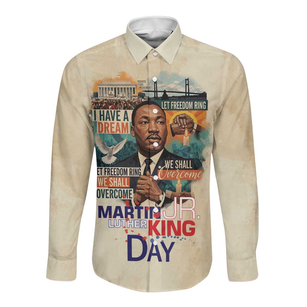 Martin Luther King MLK Long Sleeve Button Shirt I Have a Dream Vintage Art - Wonder Print Shop