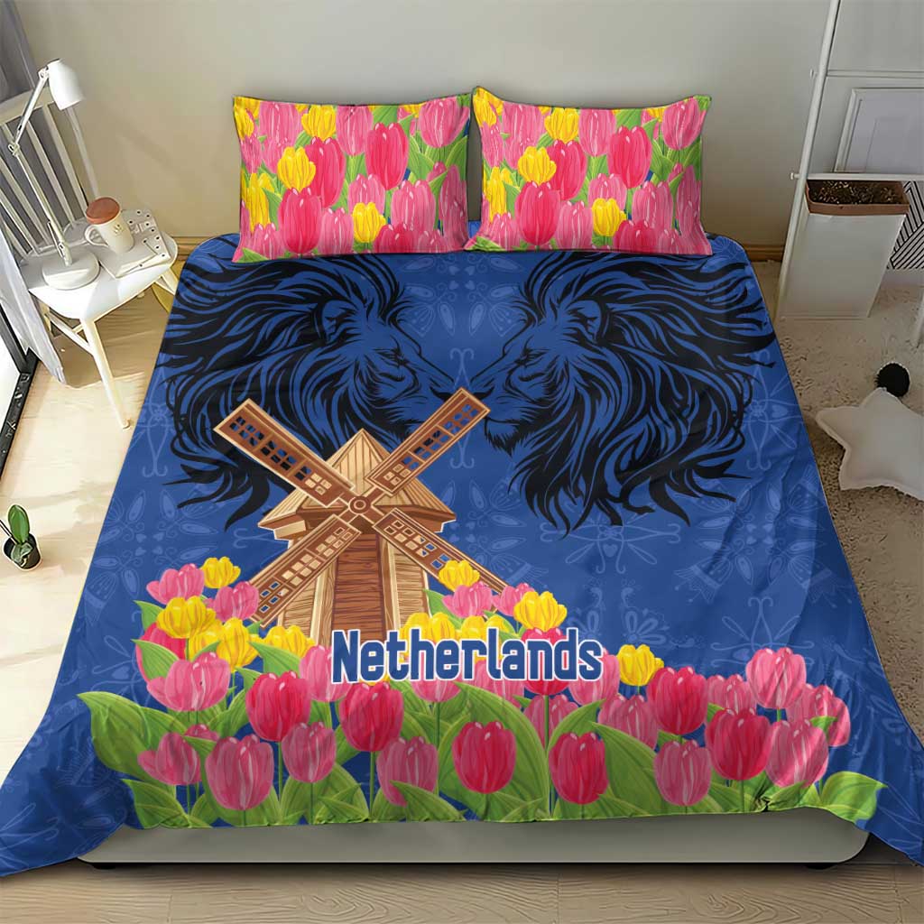 Netherlands Lion Bedding Set Tulip And Windmill