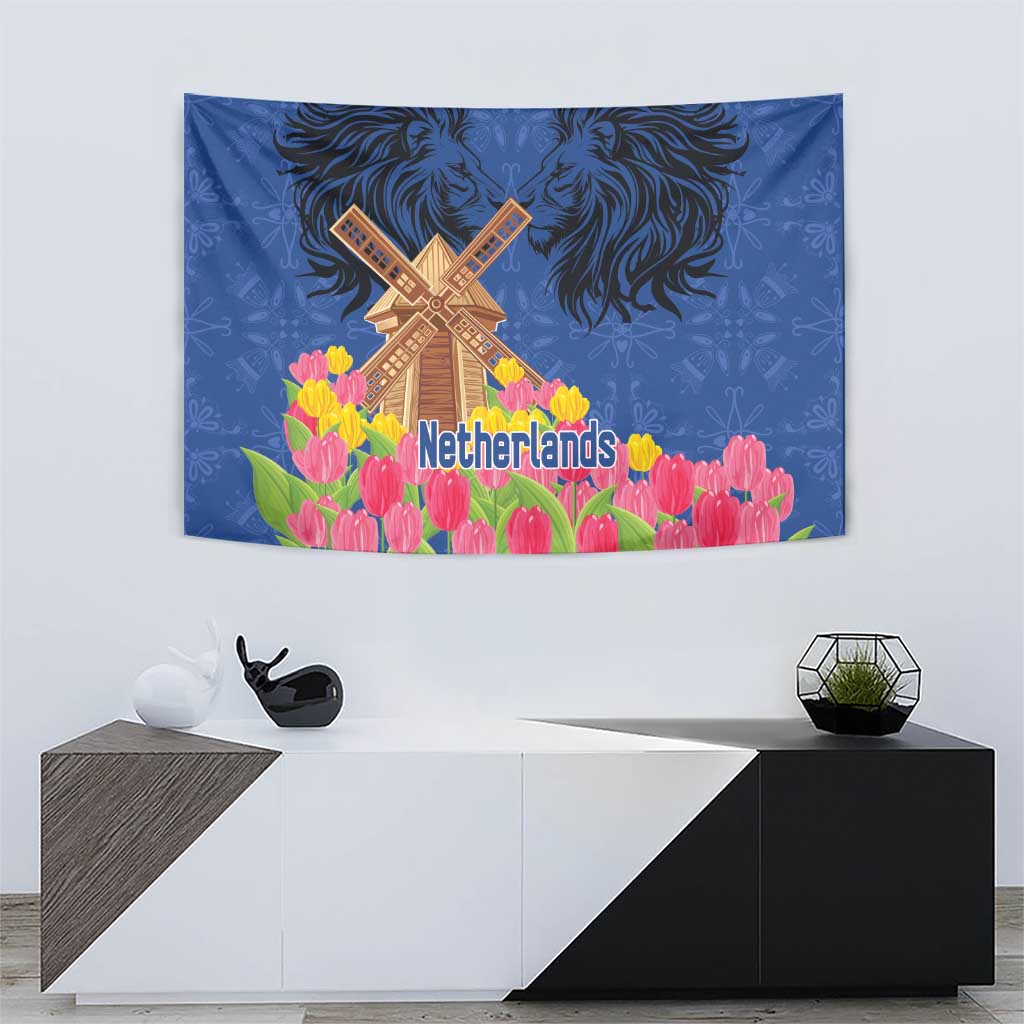Netherlands Lion Tapestry Tulip And Windmill