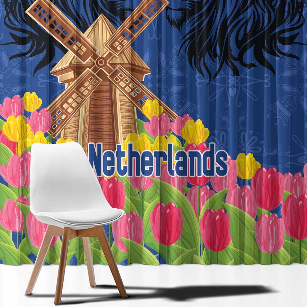 Netherlands Lion Window Curtain Tulip And Windmill