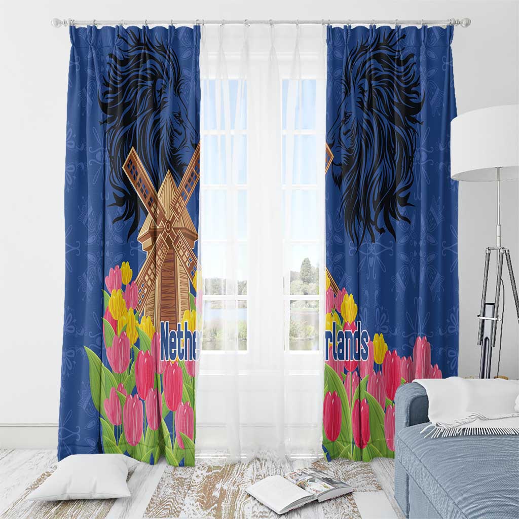 Netherlands Lion Window Curtain Tulip And Windmill