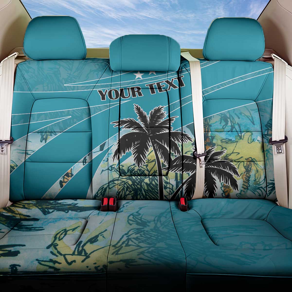 Personalized Saint Kitts and Nevis Coconut Palm Tree Back Car Seat Cover - Wonder Print Shop