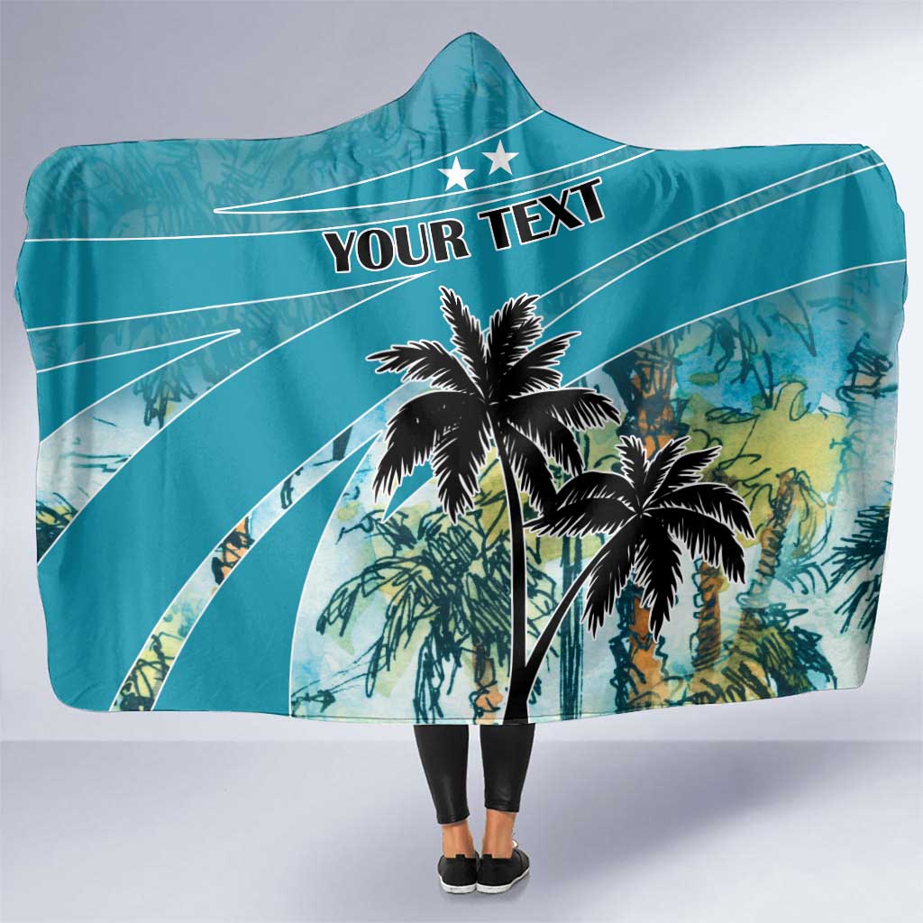 Personalized Saint Kitts and Nevis Coconut Palm Tree Hooded Blanket