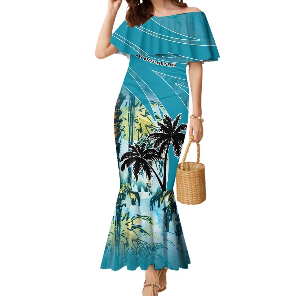 Personalized Saint Kitts and Nevis Coconut Palm Tree Mermaid Dress - Wonder Print Shop