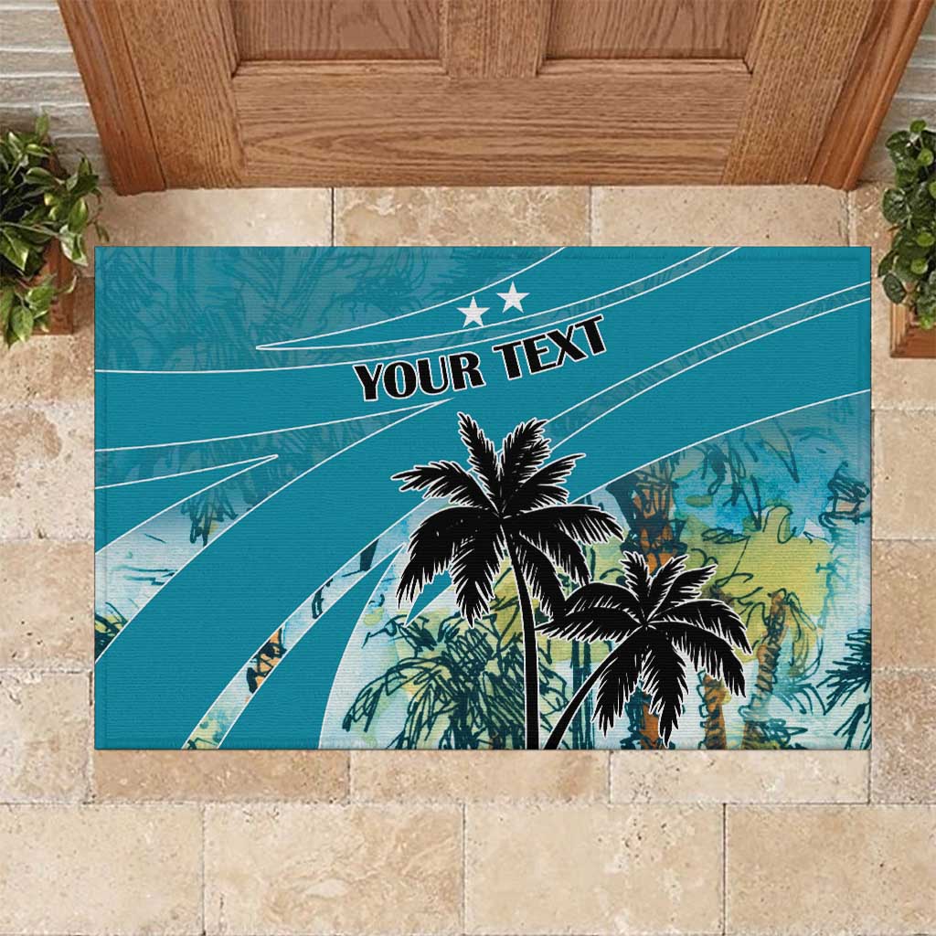 Personalized Saint Kitts and Nevis Coconut Palm Tree Rubber Doormat - Wonder Print Shop