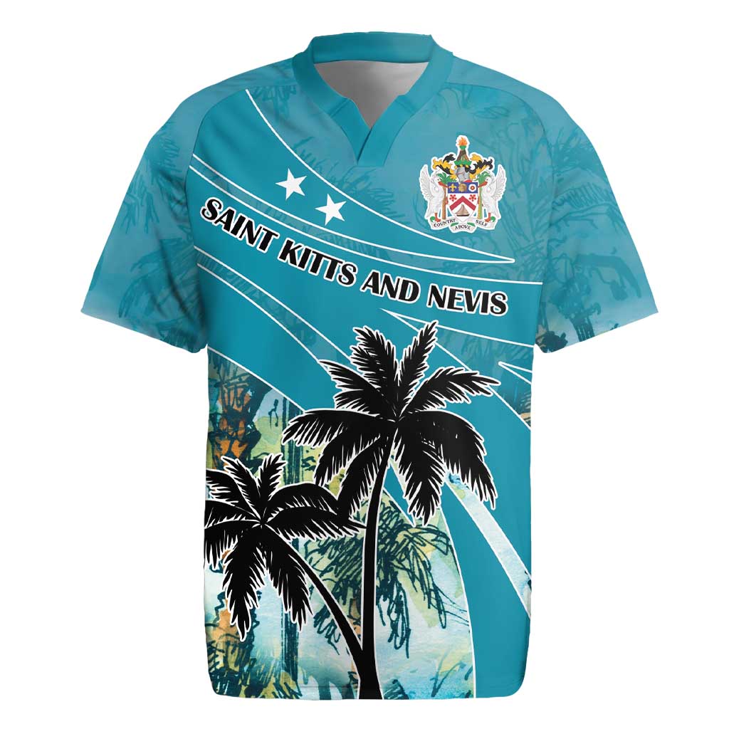 Personalized Saint Kitts and Nevis Coconut Palm Tree Rugby Jersey - Wonder Print Shop