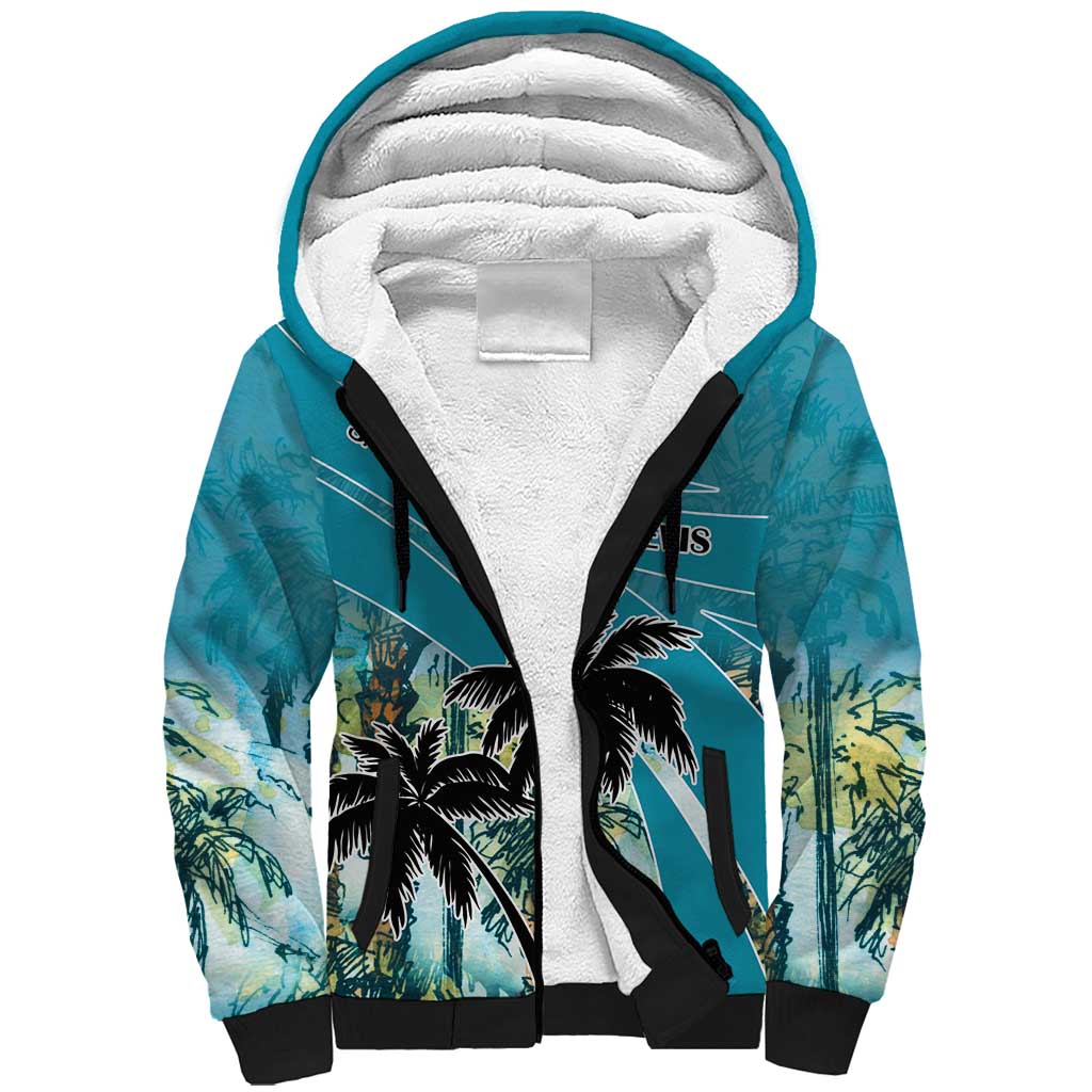 Personalized Saint Kitts and Nevis Coconut Palm Tree Sherpa Hoodie - Wonder Print Shop