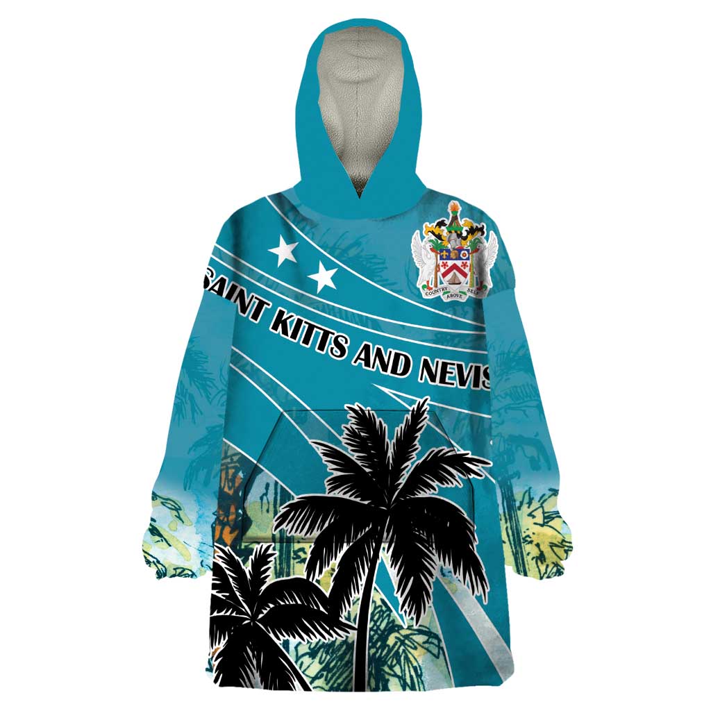 Personalized Saint Kitts and Nevis Coconut Palm Tree Wearable Blanket Hoodie - Wonder Print Shop