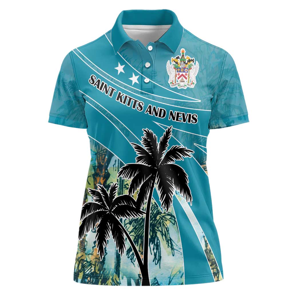 Personalized Saint Kitts and Nevis Coconut Palm Tree Women Polo Shirt - Wonder Print Shop