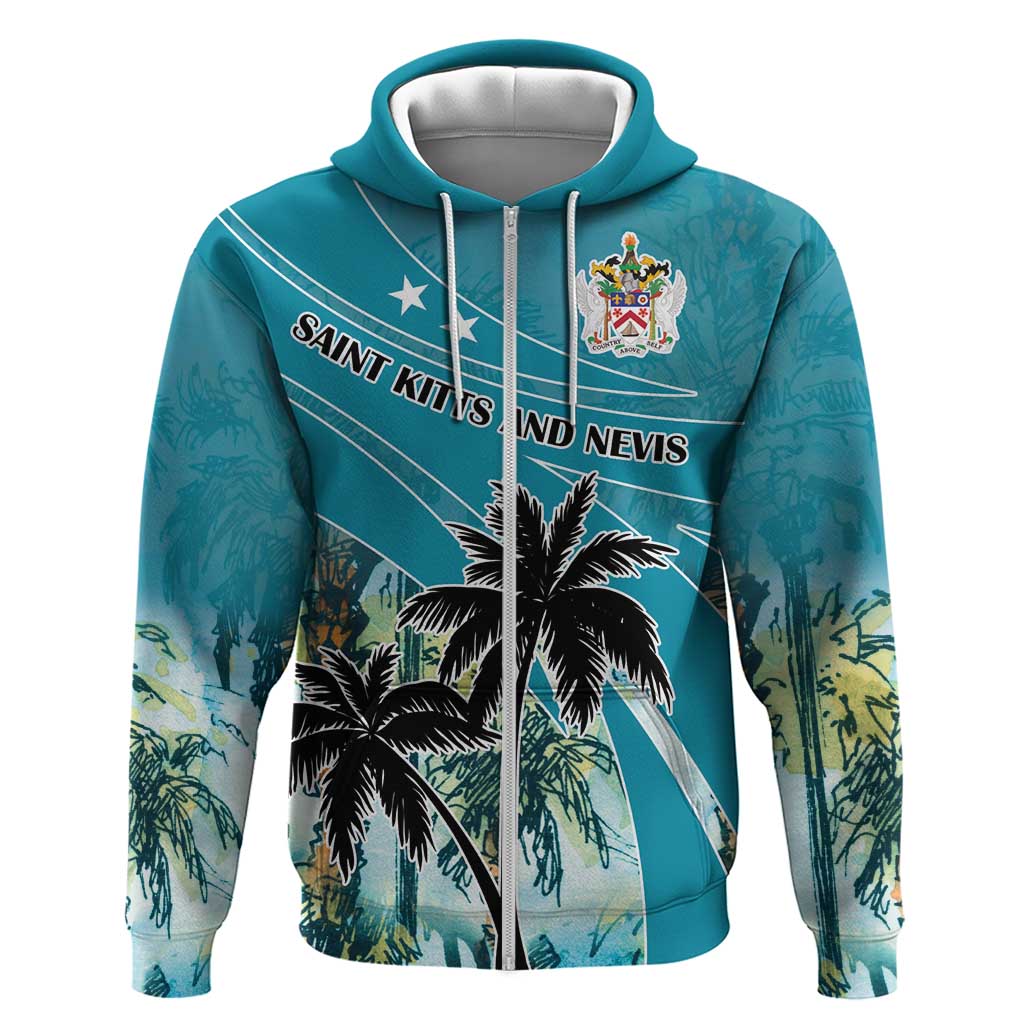 Personalized Saint Kitts and Nevis Coconut Palm Tree Zip Hoodie - Wonder Print Shop