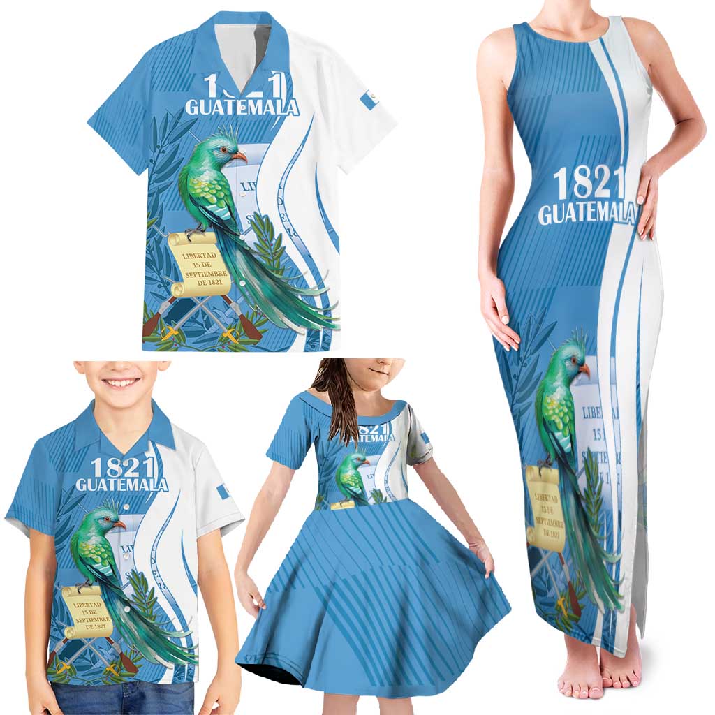 Personalized Guatemala Independence Day Family Matching Tank Maxi Dress and Hawaiian Shirt Since 1821 With Quetzal Bird - Wonder Print Shop