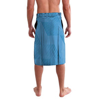 Blue lava lava pareo with geometric stripe pattern and drawstring waist