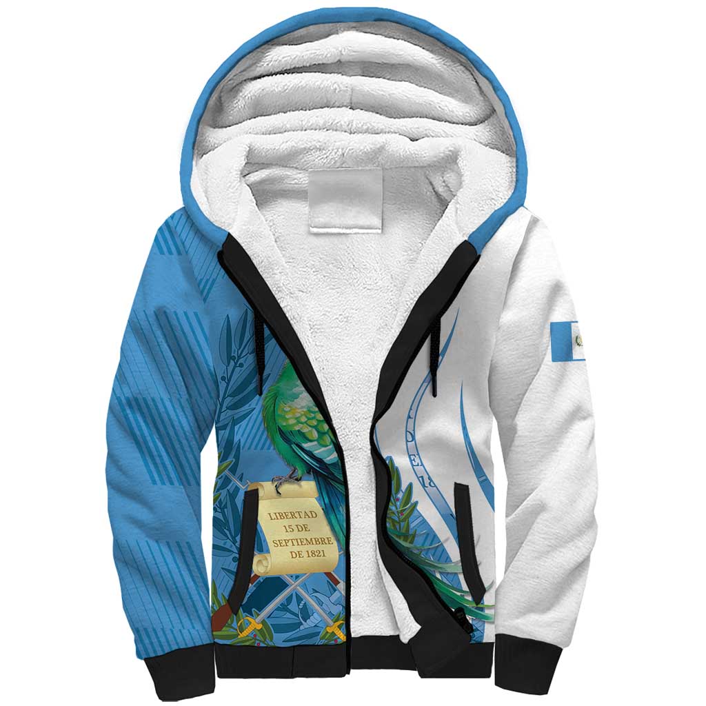 Personalized Guatemala Independence Day Sherpa Hoodie Since 1821 With Quetzal Bird - Wonder Print Shop