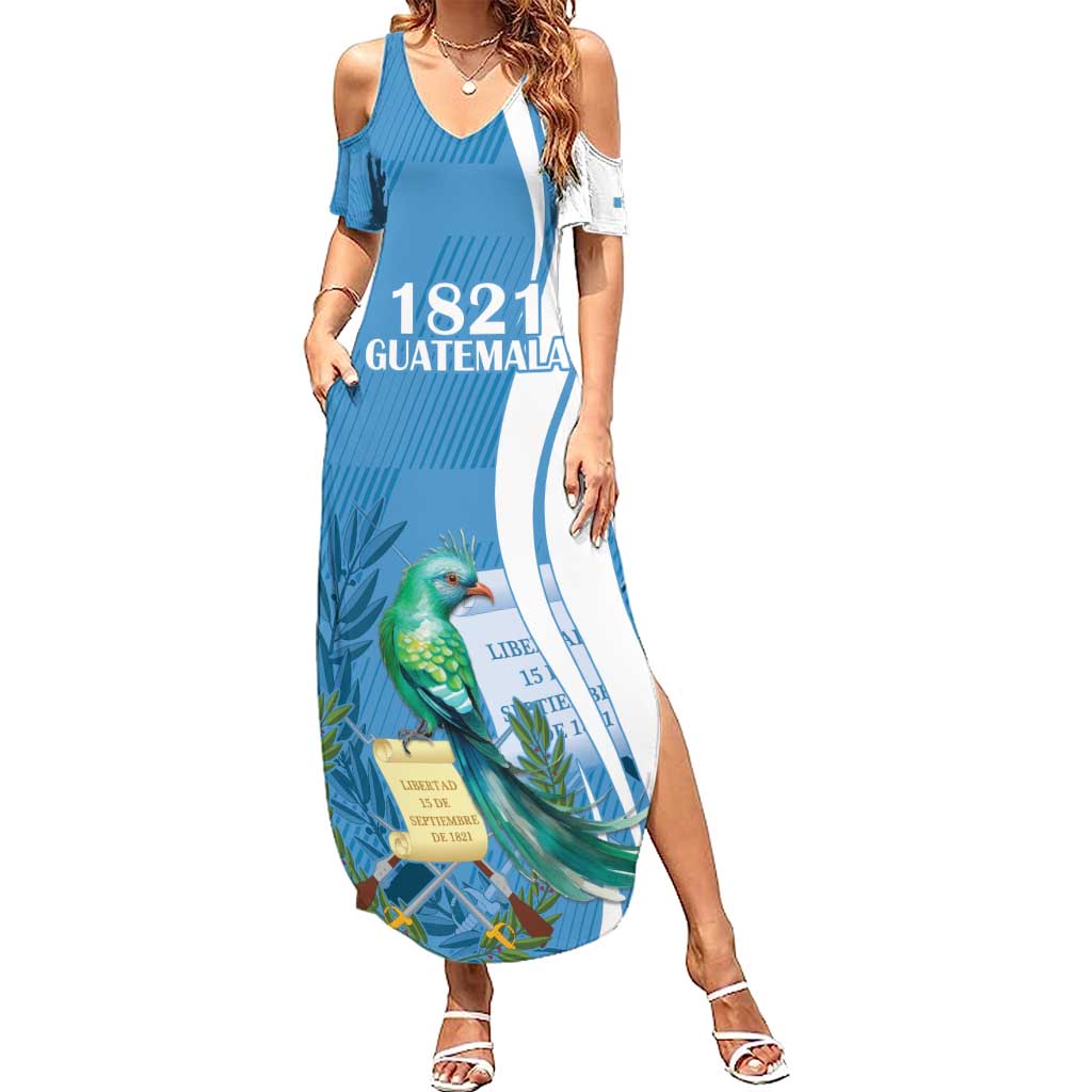 Personalized Guatemala Independence Day Summer Maxi Dress Since 1821 With Quetzal Bird - Wonder Print Shop