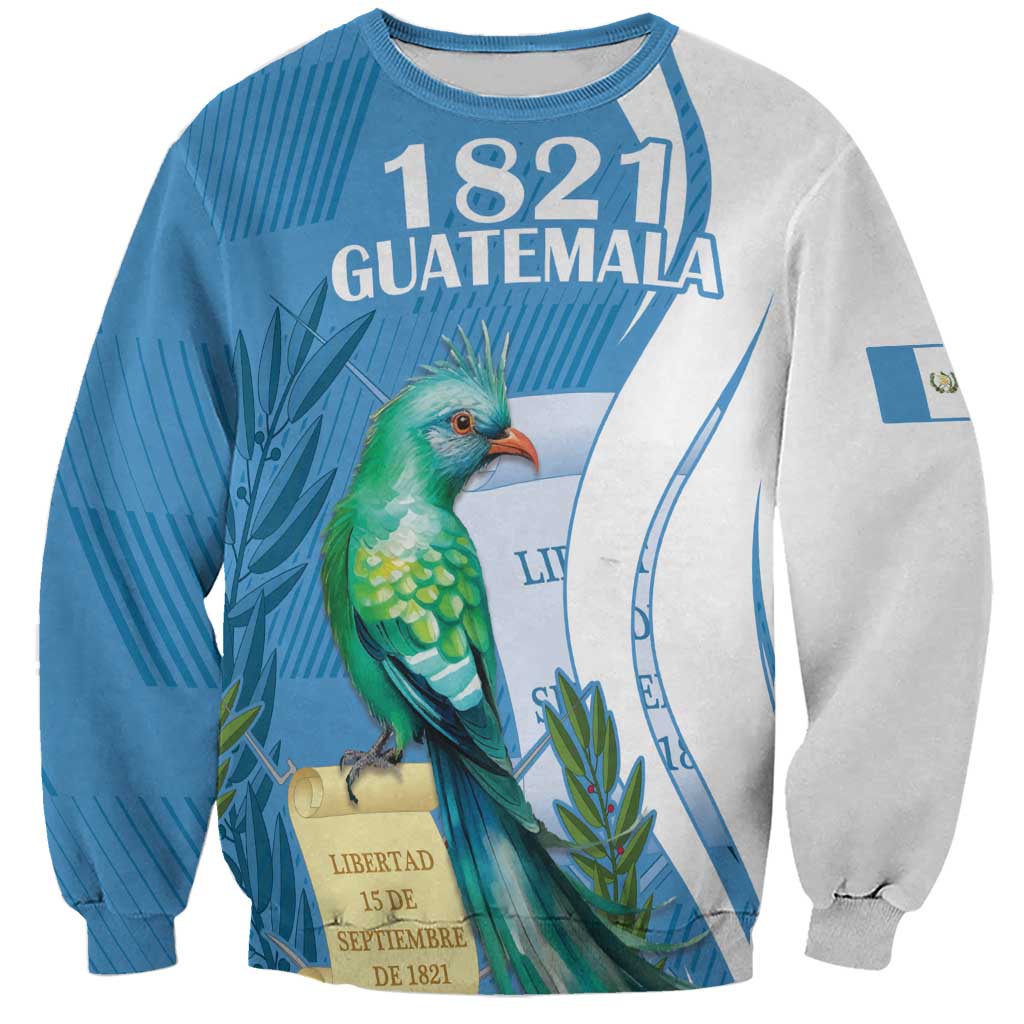 Personalized Guatemala Independence Day Sweatshirt Since 1821 With Quetzal Bird - Wonder Print Shop