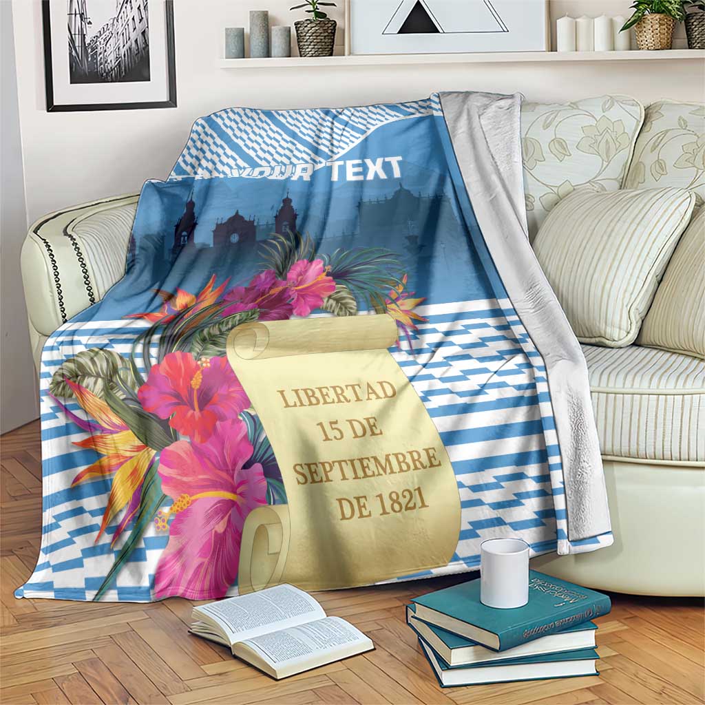 Personalized Guatemala Independence Day Blanket With Tropical Flower