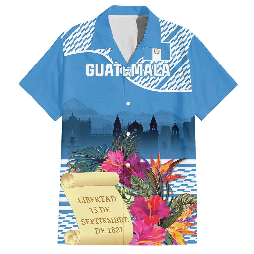 Personalized Guatemala Independence Day Hawaiian Shirt With Tropical Flower - Wonder Print Shop