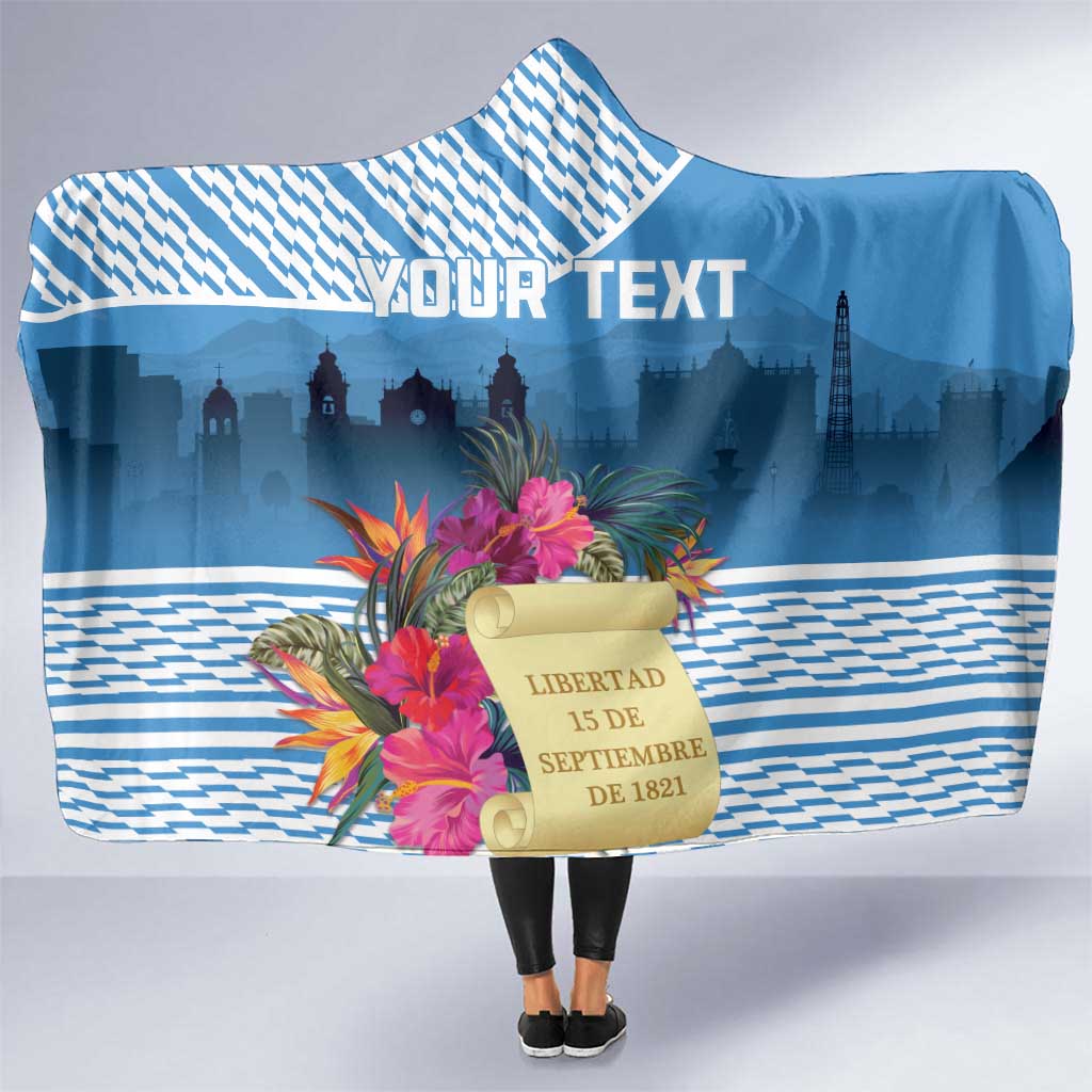 Personalized Guatemala Independence Day Hooded Blanket With Tropical Flower