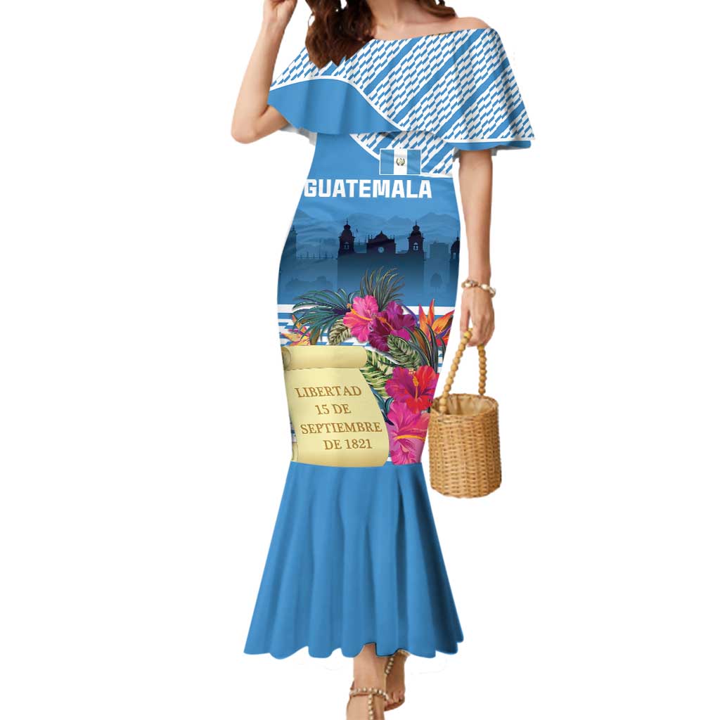 Personalized Guatemala Independence Day Mermaid Dress With Tropical Flower - Wonder Print Shop