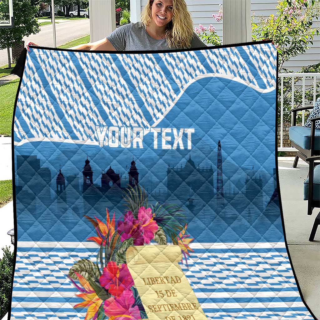 Personalized Guatemala Independence Day Quilt With Tropical Flower