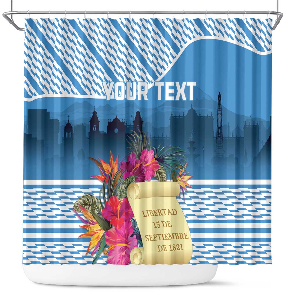 Personalized Guatemala Independence Day Shower Curtain With Tropical Flower