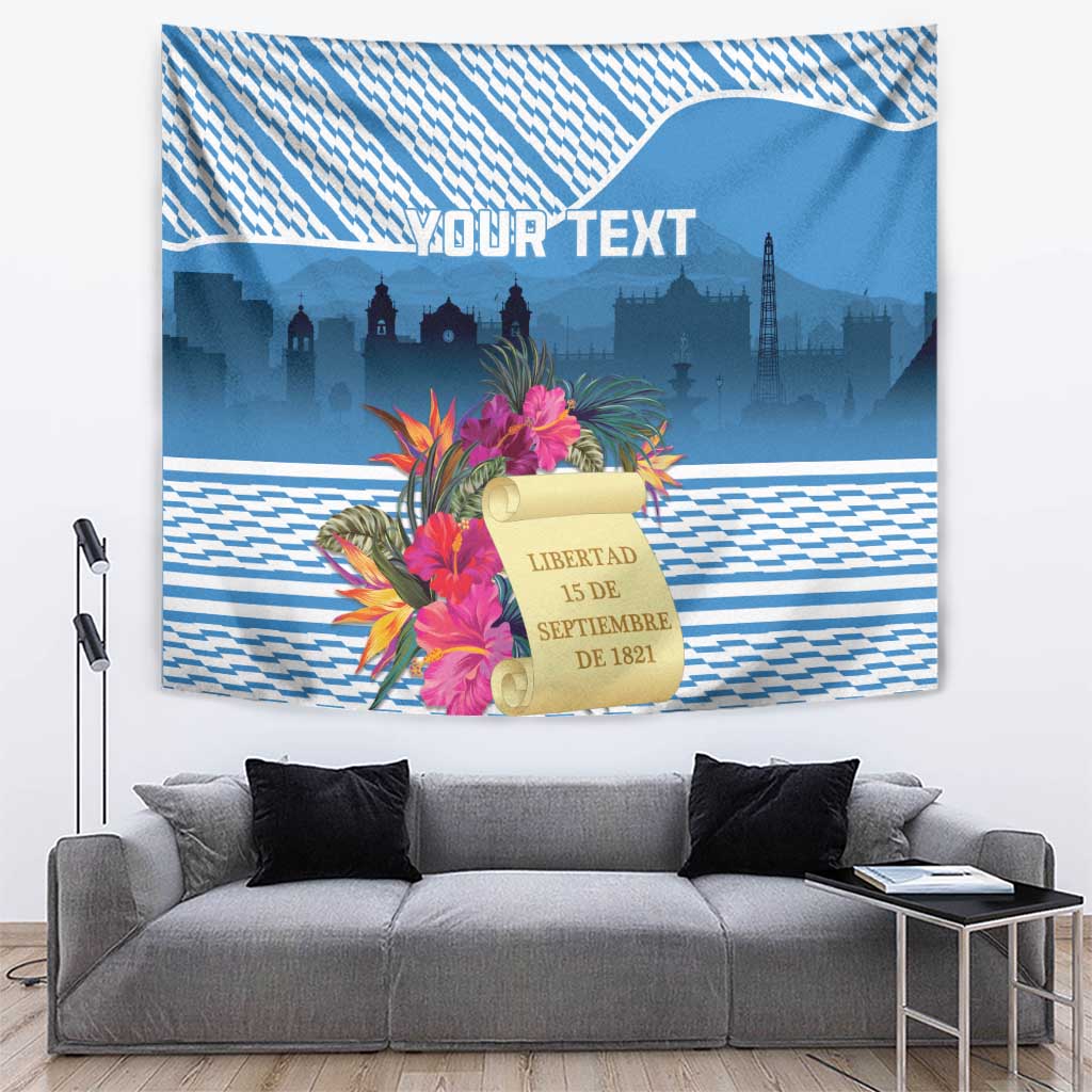 Personalized Guatemala Independence Day Tapestry With Tropical Flower